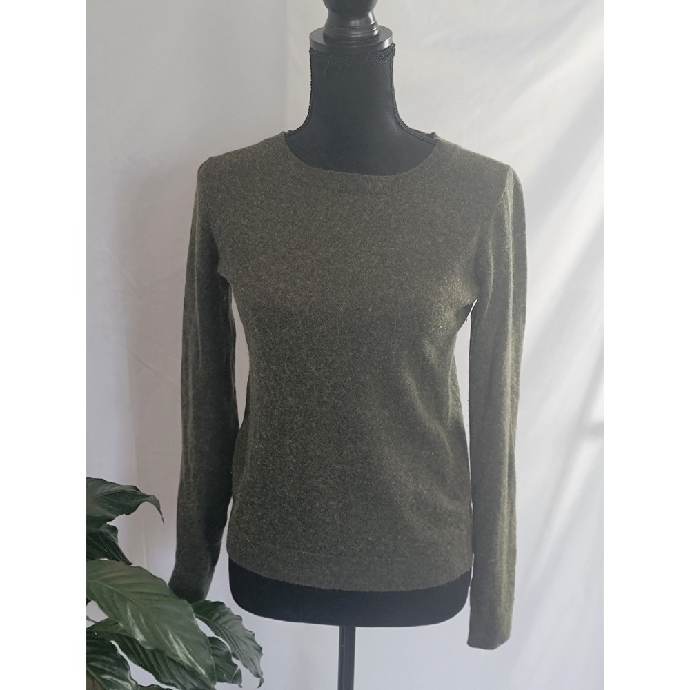 J.Crew Teddie Sweater Olive Green Merino Wool‎ Cotton Blend Crewneck XS